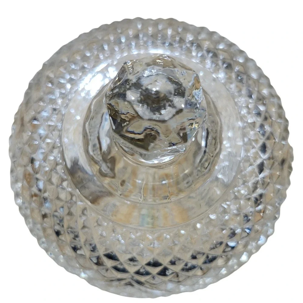 Vintage Fostoria Avon Clear Pressed Glass Candy Dish with Lid Diamond Starburst